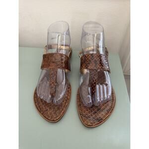 Vintage Y2K 90s Cristina Rossi Snakeskin Thong Sandal Brown Sz 7.5 Italy